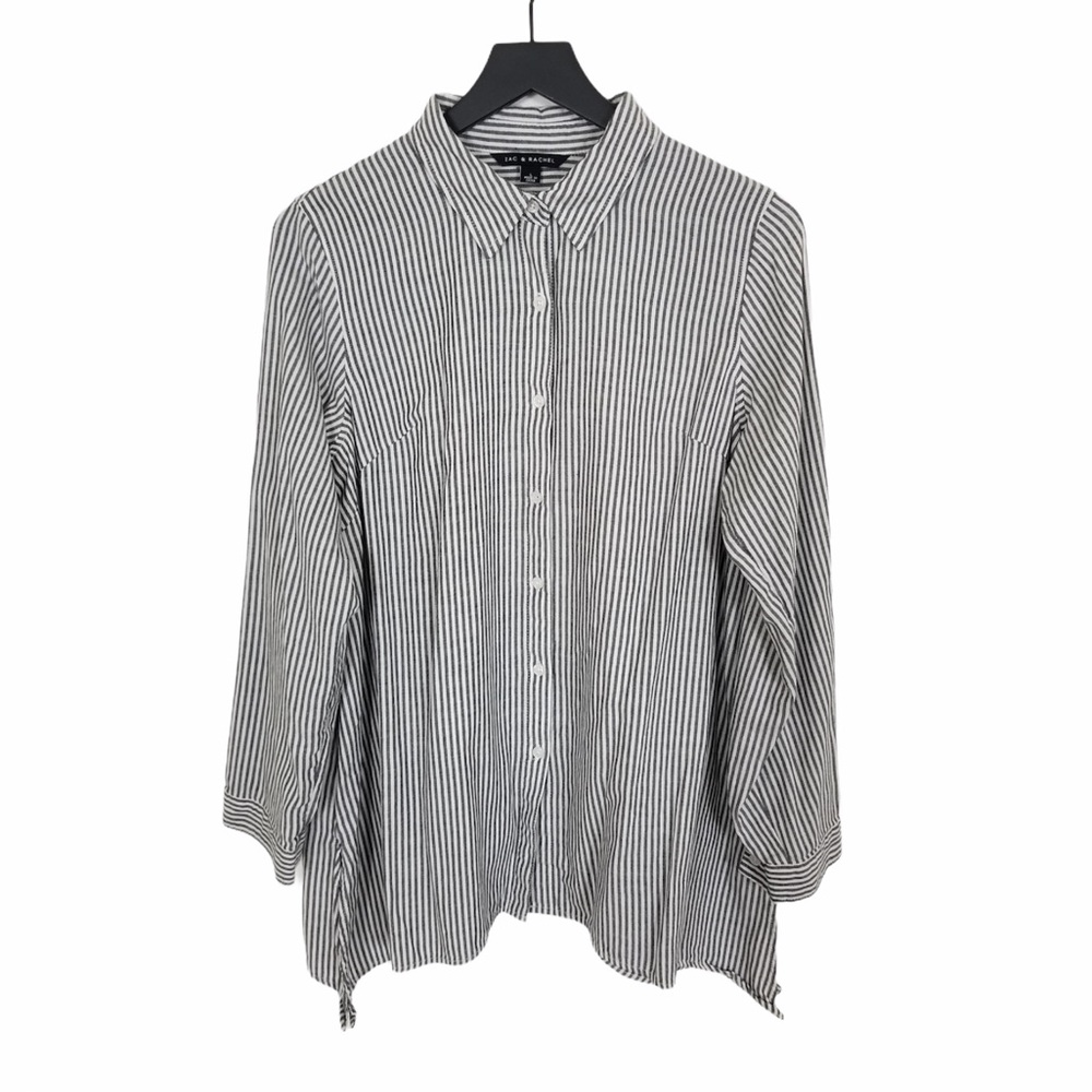 ZAC & RACHEL Striped Sharkbite Button Down Shirt